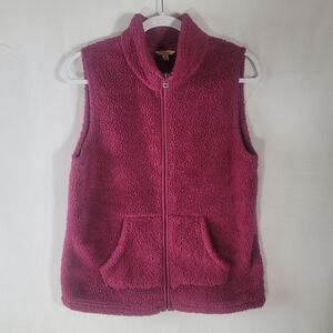 Sonoma Goods For Life Plush Sherpa Fleece Vest Pink Berry Women's M Petite Cozy